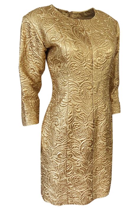 ysl 1991 gold|Fall 1991 Yves Saint Laurent Documented Gold Brocade Shift Dress.